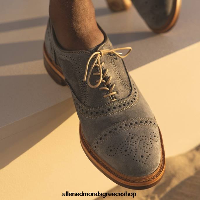 άνδρες Allen Edmonds Strandmok καστόρι καπέλο oxford με σόλα από καουτσούκ dainite σχιστόλιθος γκρι σουέτ DFSD520