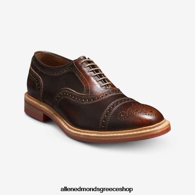 άνδρες Allen Edmonds strandmok cap-toe oxford με σόλα από καουτσούκ dainite καφέ DFSD5224