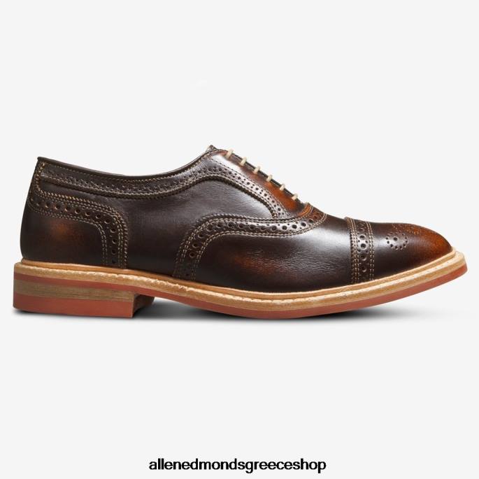 άνδρες Allen Edmonds strandmok cap-toe oxford με σόλα από καουτσούκ dainite καφέ DFSD5224