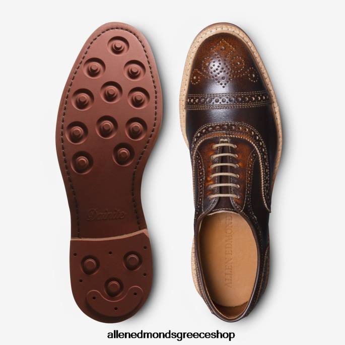 άνδρες Allen Edmonds strandmok cap-toe oxford με σόλα από καουτσούκ dainite καφέ DFSD5224