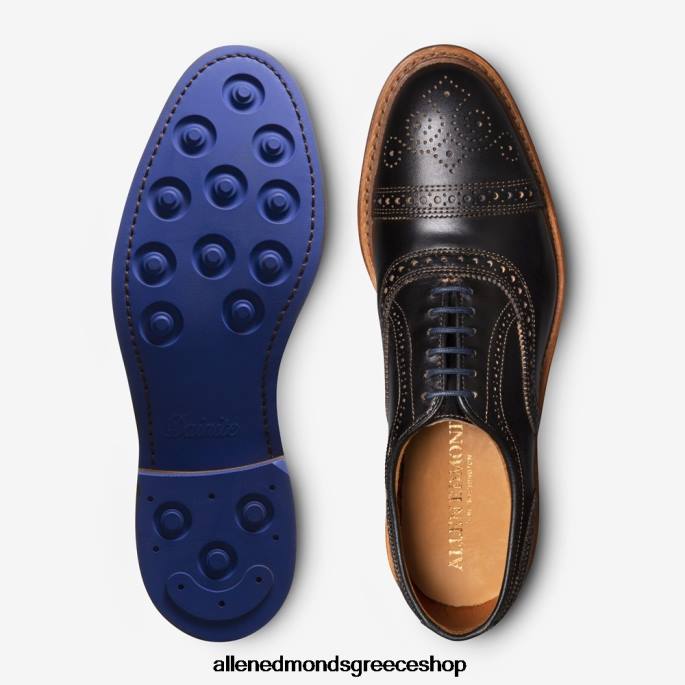 άνδρες Allen Edmonds strandmok cap-toe oxford με σόλα από καουτσούκ dainite μαύρος DFSD5226