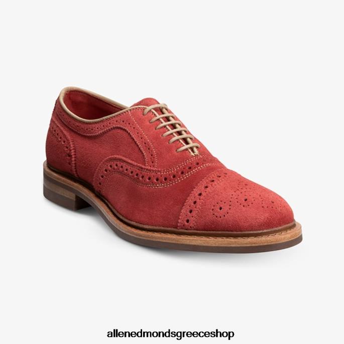 άνδρες Allen Edmonds strandmok cap-toe oxford με σόλα από καουτσούκ dainite κατακόκκινο σουέτ DFSD5246