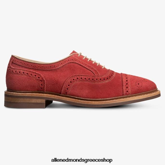 άνδρες Allen Edmonds strandmok cap-toe oxford με σόλα από καουτσούκ dainite κατακόκκινο σουέτ DFSD5246