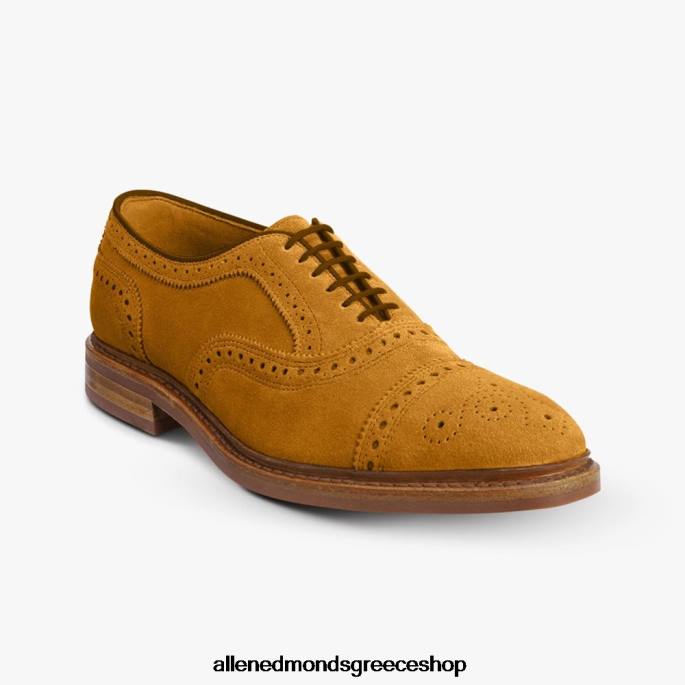 άνδρες Allen Edmonds strandmok cap-toe oxford με σόλα από καουτσούκ dainite σουέτ κουρκουμά DFSD5247