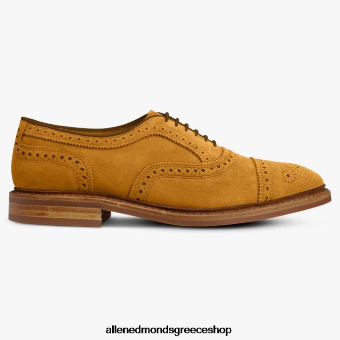 άνδρες Allen Edmonds strandmok cap-toe oxford με σόλα από καουτσούκ dainite σουέτ κουρκουμά DFSD5247