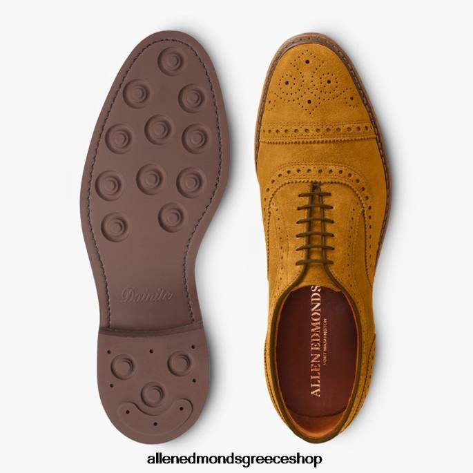 άνδρες Allen Edmonds strandmok cap-toe oxford με σόλα από καουτσούκ dainite σουέτ κουρκουμά DFSD5247