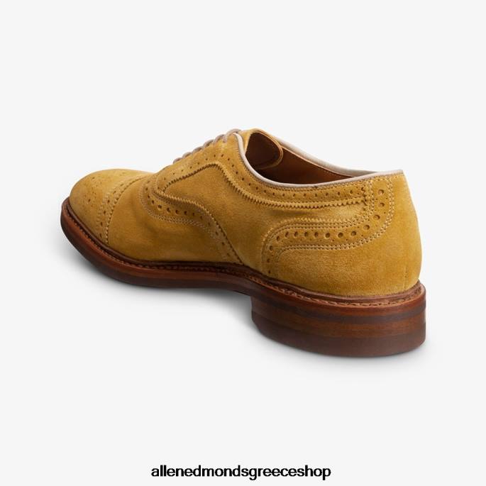 άνδρες Allen Edmonds strandmok cap-toe oxford με σόλα από καουτσούκ dainite ορυκτό κίτρινο σουέτ DFSD5248