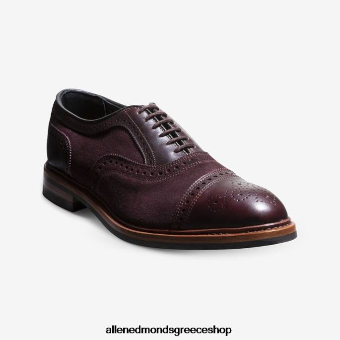 άνδρες Allen Edmonds strandmok cap-toe oxford με σόλα από καουτσούκ dainite μπορντό σουέτ DFSD5249