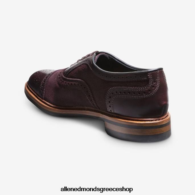 άνδρες Allen Edmonds strandmok cap-toe oxford με σόλα από καουτσούκ dainite μπορντό σουέτ DFSD5249