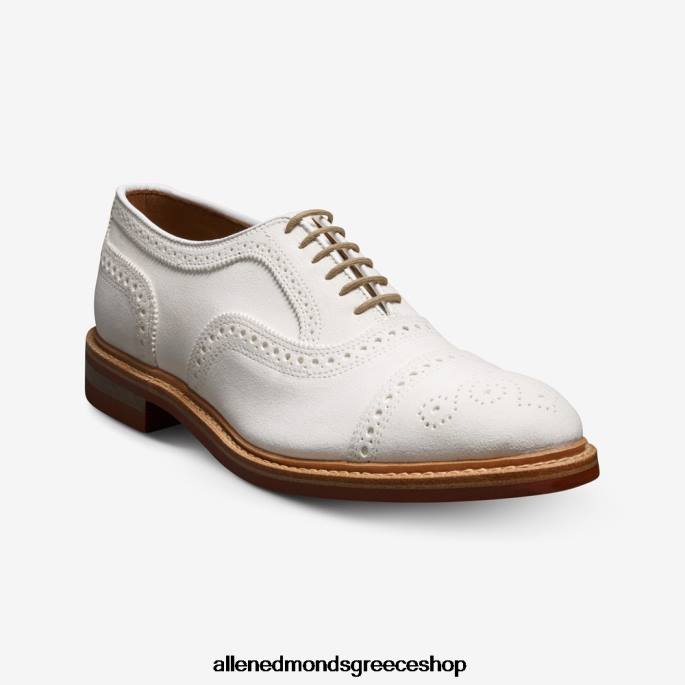 άνδρες Allen Edmonds strandmok cap-toe oxford με σόλα από καουτσούκ dainite λευκό σουέτ DFSD59