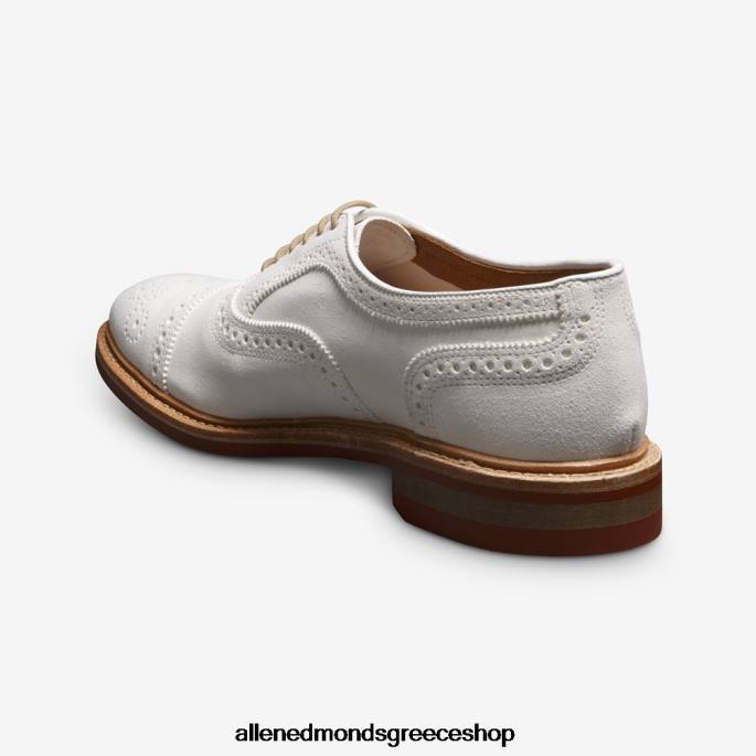 άνδρες Allen Edmonds strandmok cap-toe oxford με σόλα από καουτσούκ dainite λευκό σουέτ DFSD59