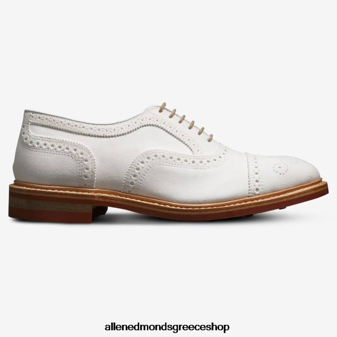 άνδρες Allen Edmonds strandmok cap-toe oxford με σόλα από καουτσούκ dainite λευκό σουέτ DFSD59