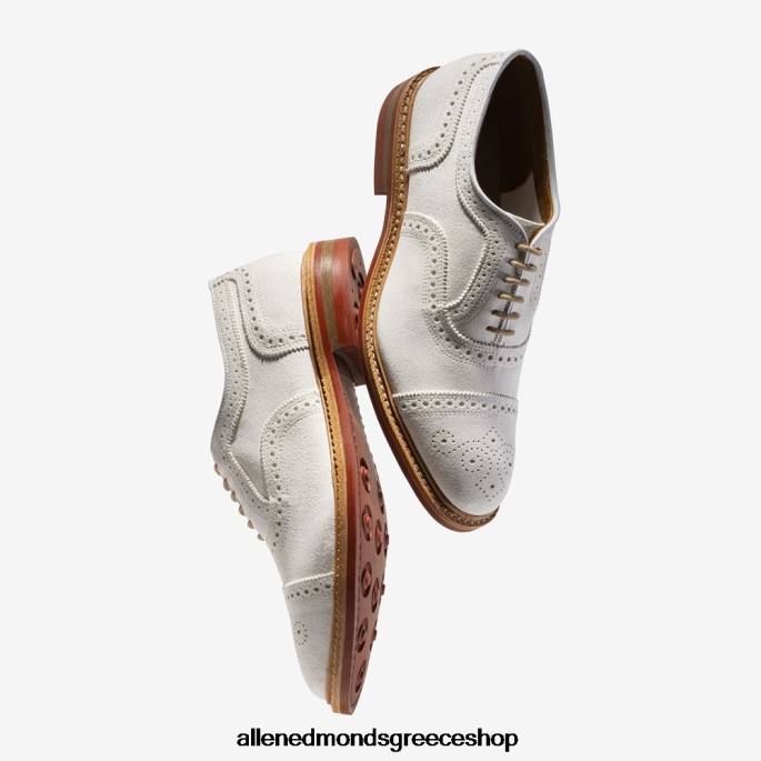 άνδρες Allen Edmonds strandmok cap-toe oxford με σόλα από καουτσούκ dainite λευκό σουέτ DFSD59