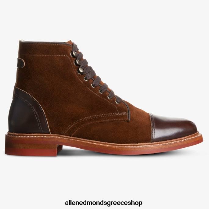 άνδρες Allen Edmonds landon cap-toe μπότα ταμπάκο καφέ σουέτ DFSD5365